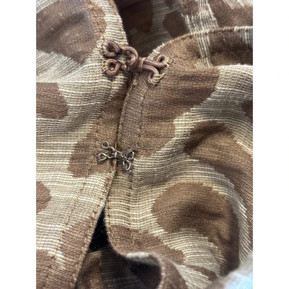 Lafayette 148 New York Tan Animal Print Hook Eye Jacket Petite P Cotton Blend